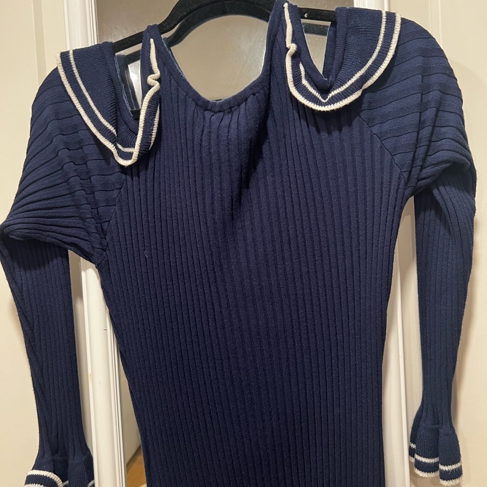 VENUS Navy Off-the-Shoulder Sweater Cold Shoulder - Picture 3 of 5